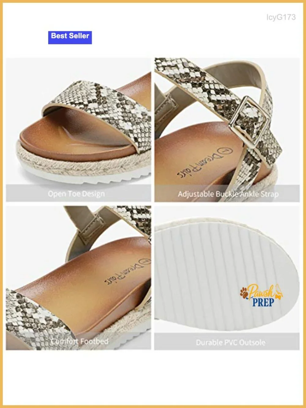Open Toe Ankle Strap Espadrille Platform Wedge Sandals - Faux Leather